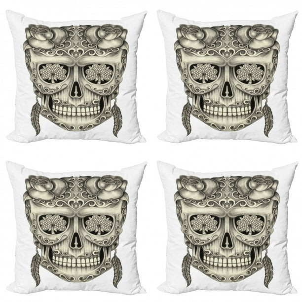 16x16 Multicolor Hipsterness Grungy Skull-Beard Lover Gift Throw Pillow 16x16 Multicolor Hipsterness Grungy Skull-Beard Lover Gift Throw Pillow